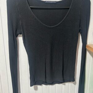 Brandy Melville Black Ribbed Fitted Top